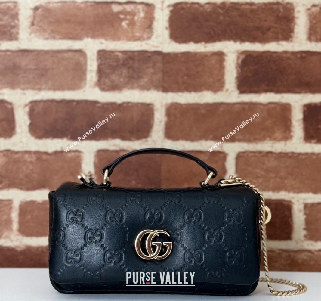 Gucci GG Puffy Leather Milano Mini Top Handle bag Black 2024 806017 (DLH-241102028)