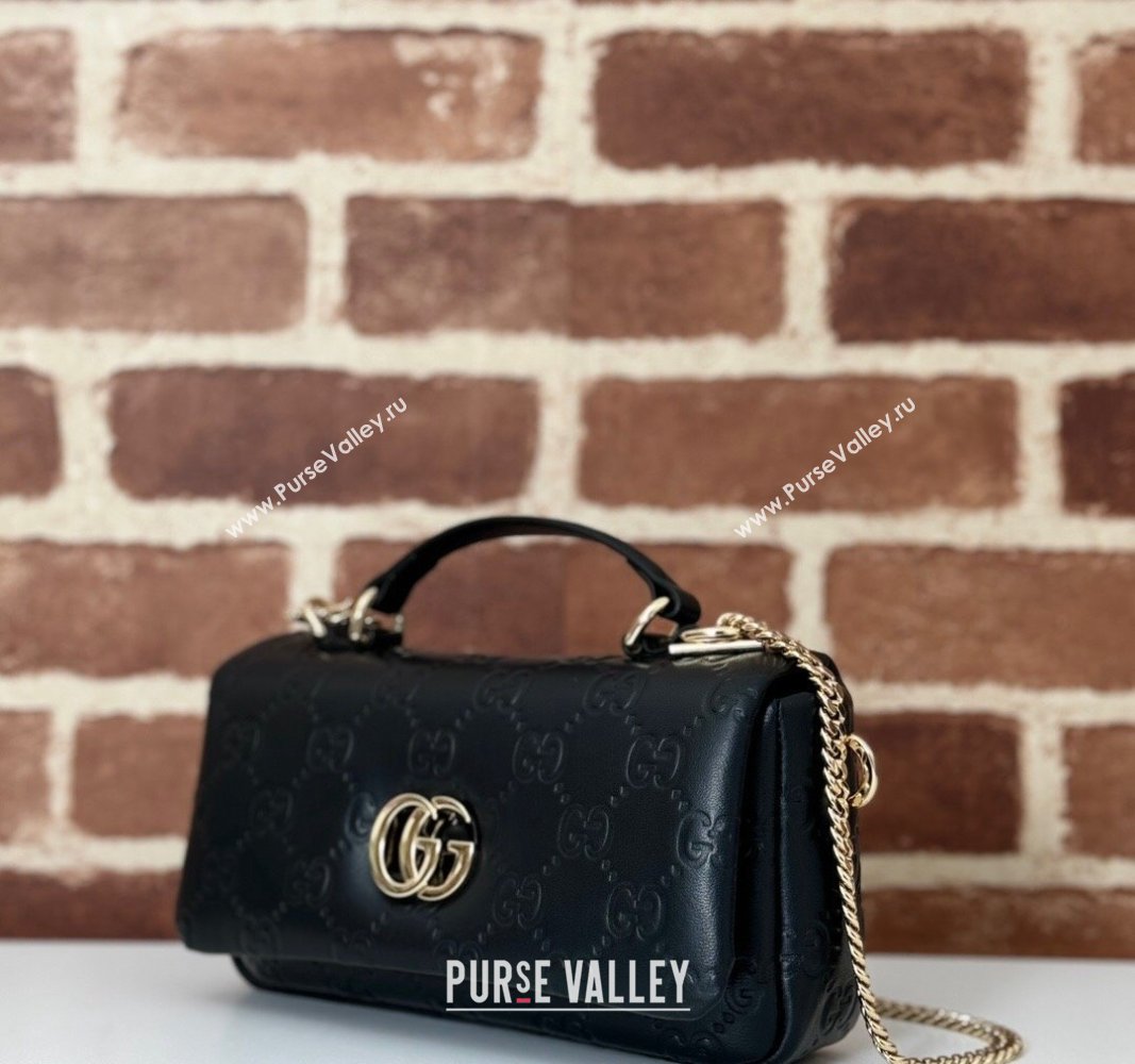 Gucci GG Puffy Leather Milano Mini Top Handle bag Black 2024 806017 (DLH-241102028)