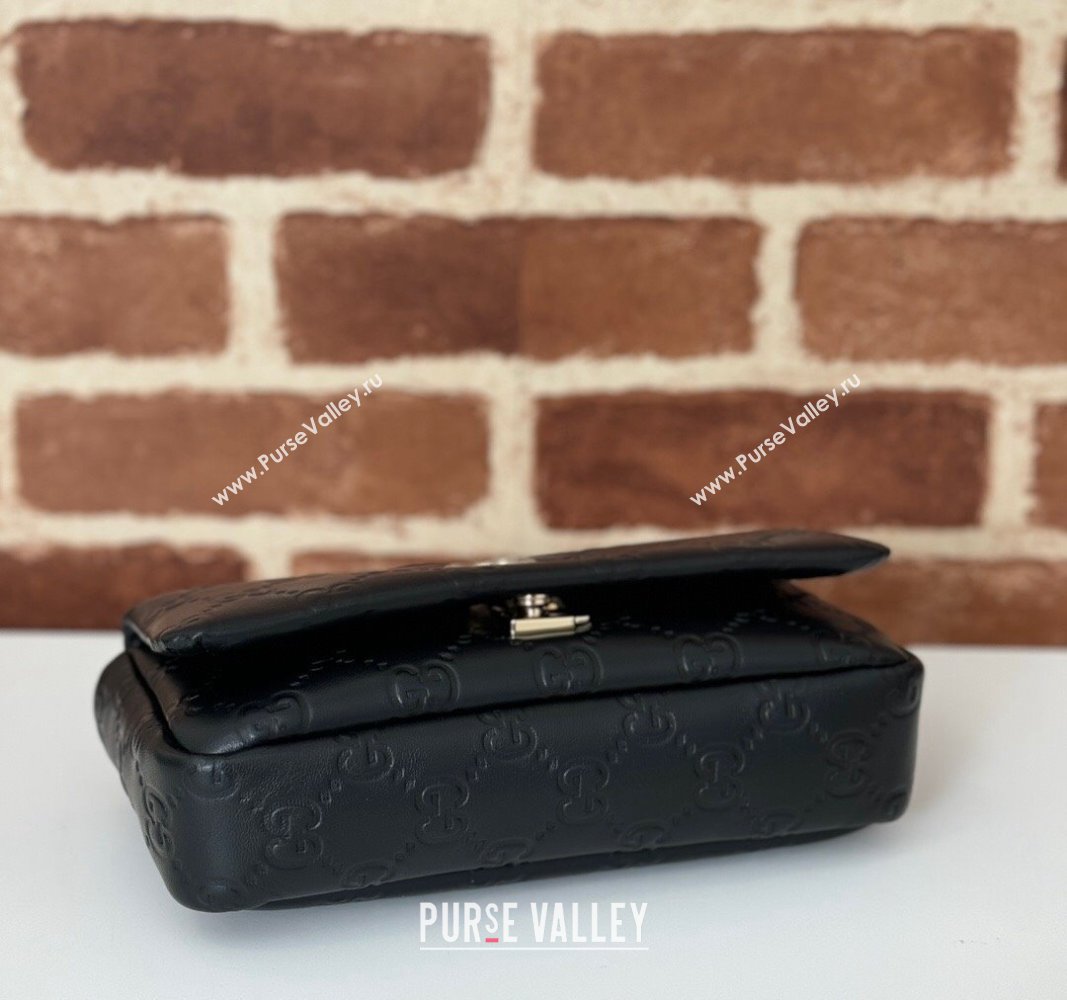 Gucci GG Puffy Leather Milano Mini Top Handle bag Black 2024 806017 (DLH-241102028)