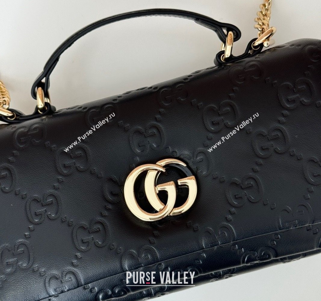 Gucci GG Puffy Leather Milano Mini Top Handle bag Black 2024 806017 (DLH-241102028)