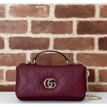 Gucci GG Puffy Leather Milano Mini Top Handle bag Dark Burgundy 2024 806017 (DLH-241102029)