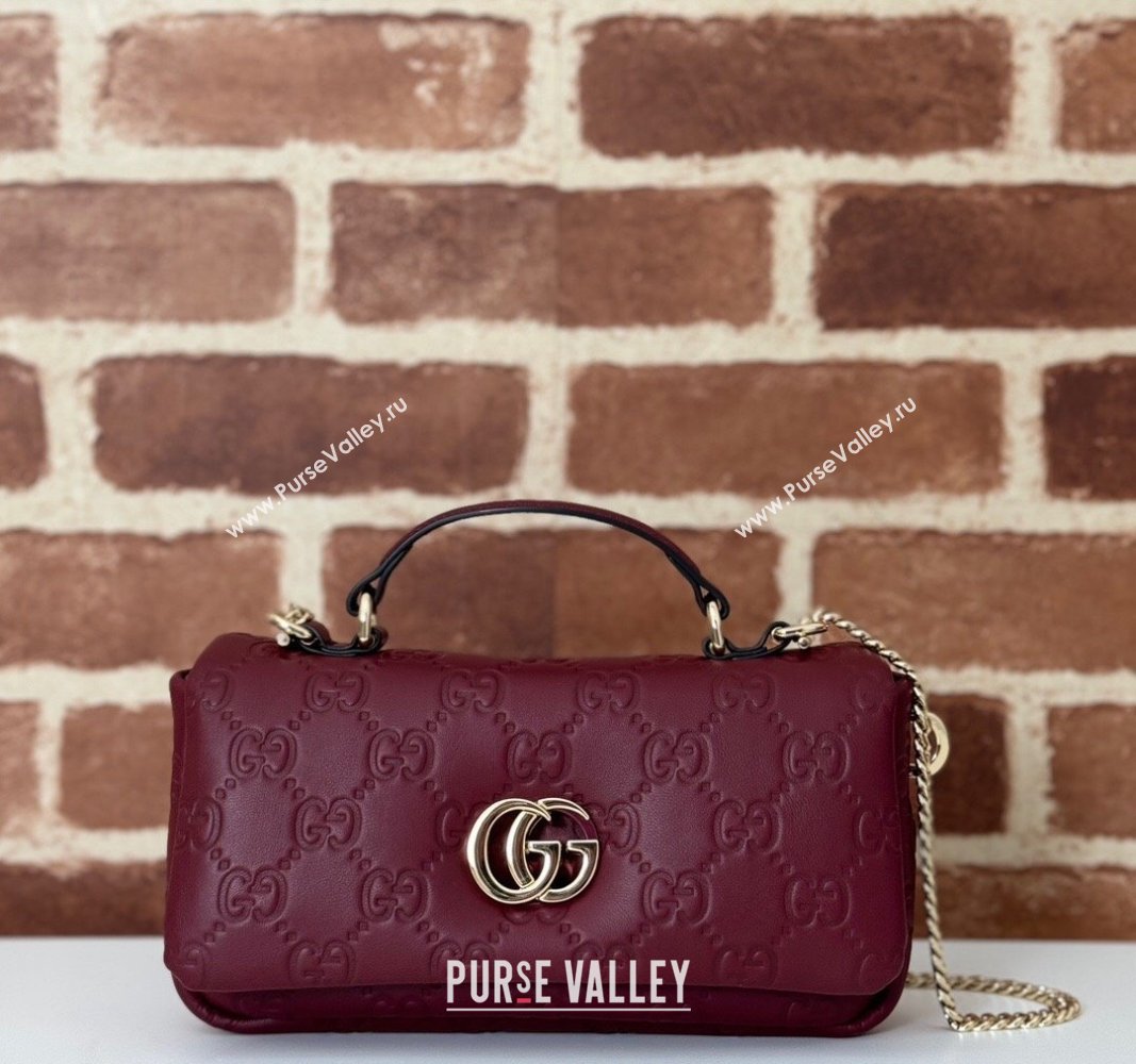 Gucci GG Puffy Leather Milano Mini Top Handle bag Dark Burgundy 2024 806017 (DLH-241102029)