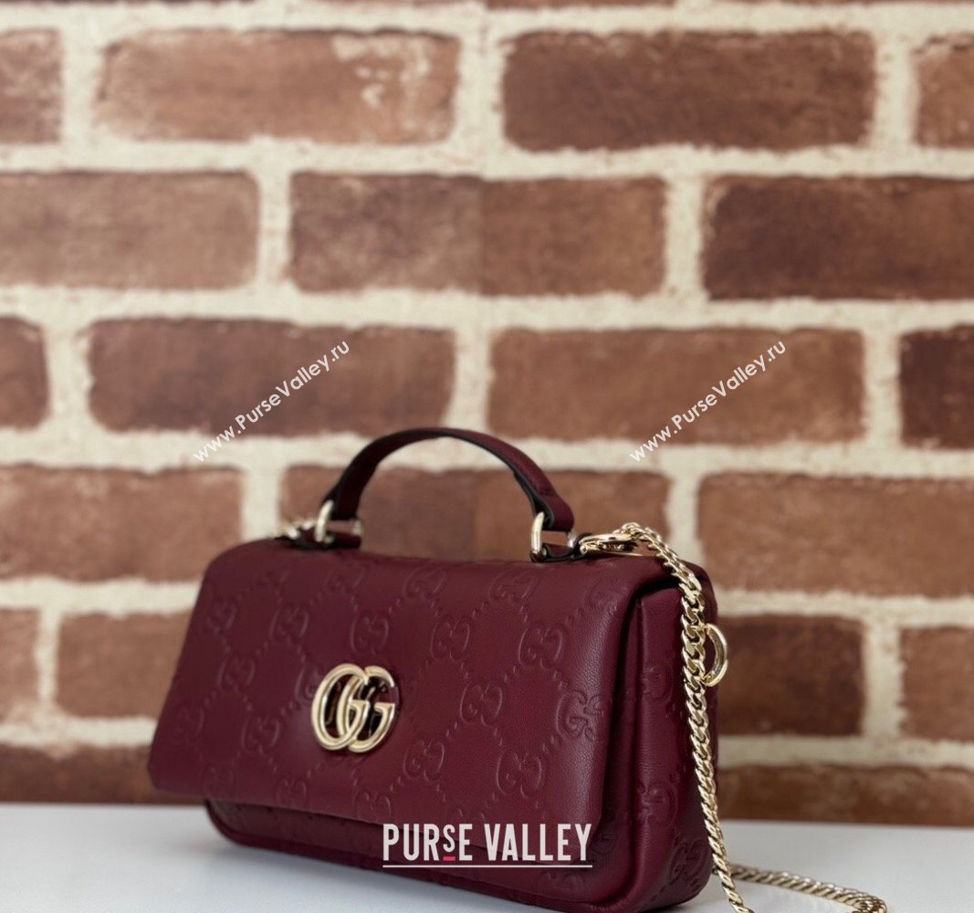 Gucci GG Puffy Leather Milano Mini Top Handle bag Dark Burgundy 2024 806017 (DLH-241102029)