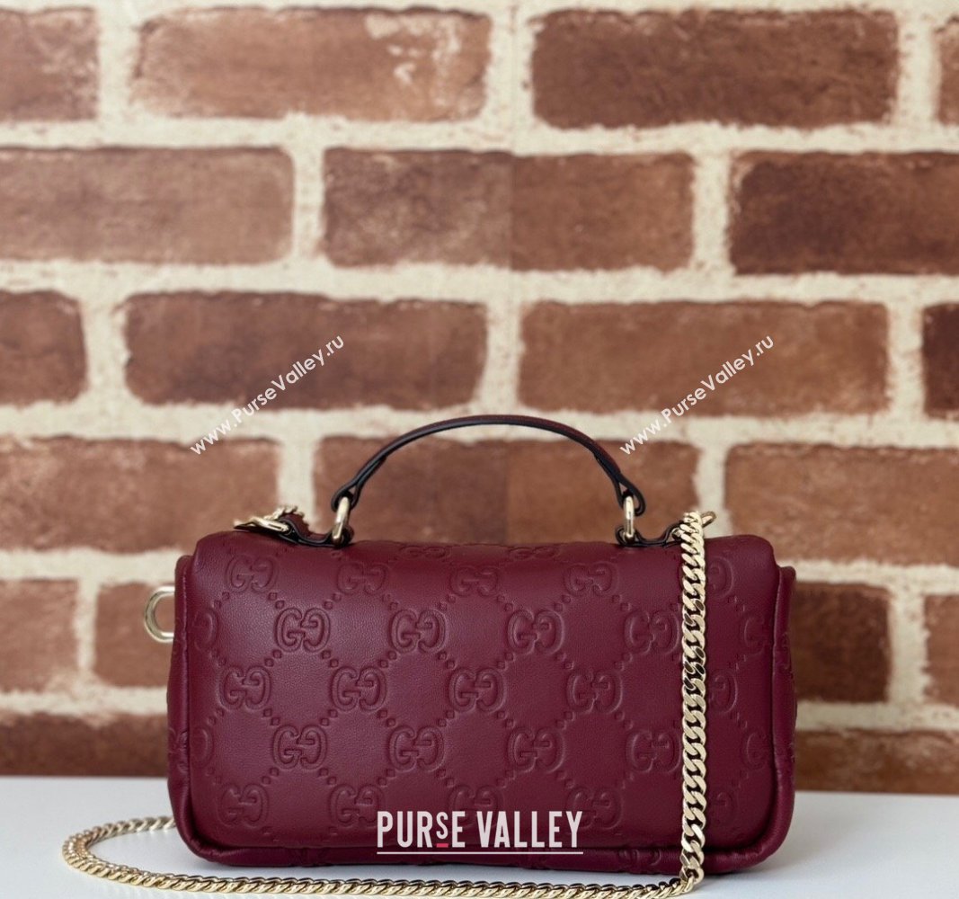 Gucci GG Puffy Leather Milano Mini Top Handle bag Dark Burgundy 2024 806017 (DLH-241102029)