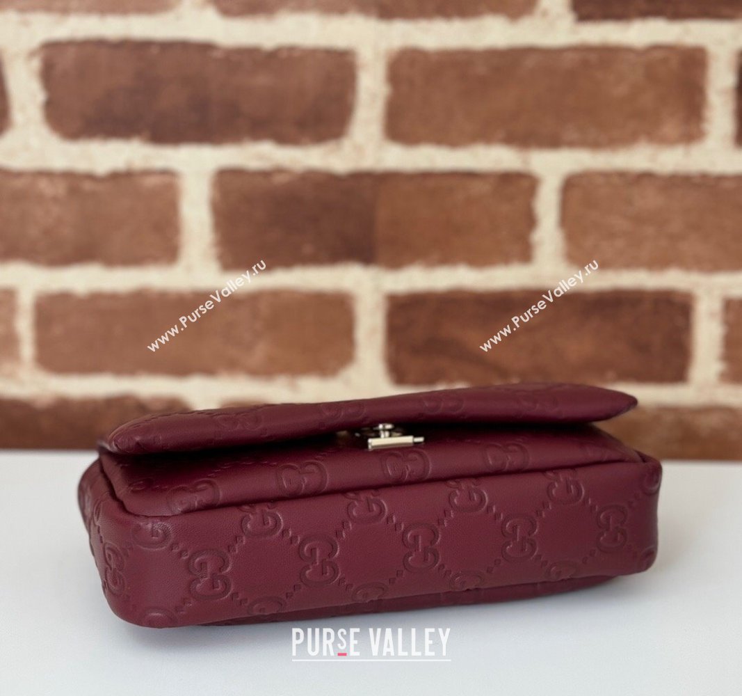 Gucci GG Puffy Leather Milano Mini Top Handle bag Dark Burgundy 2024 806017 (DLH-241102029)