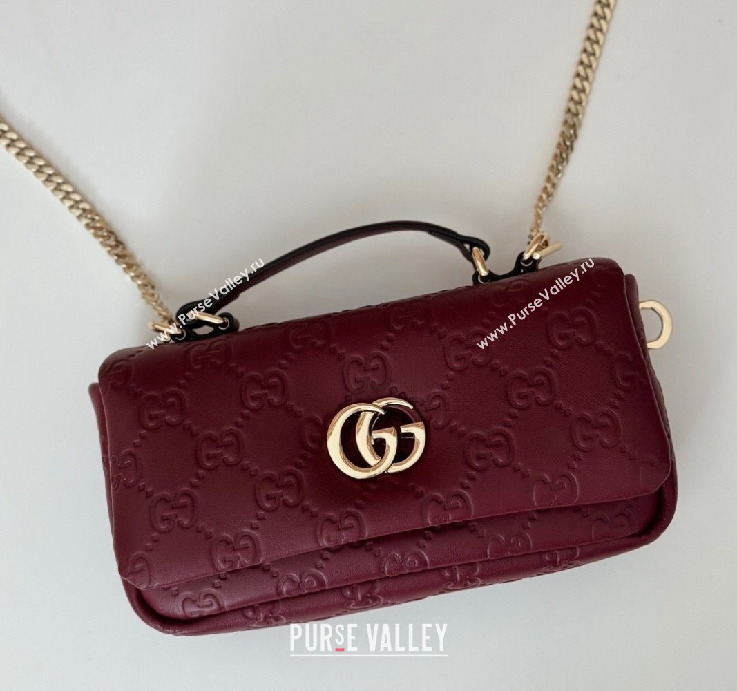 Gucci GG Puffy Leather Milano Mini Top Handle bag Dark Burgundy 2024 806017 (DLH-241102029)