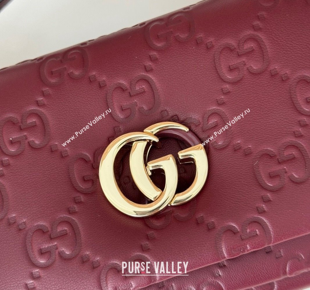 Gucci GG Puffy Leather Milano Mini Top Handle bag Dark Burgundy 2024 806017 (DLH-241102029)