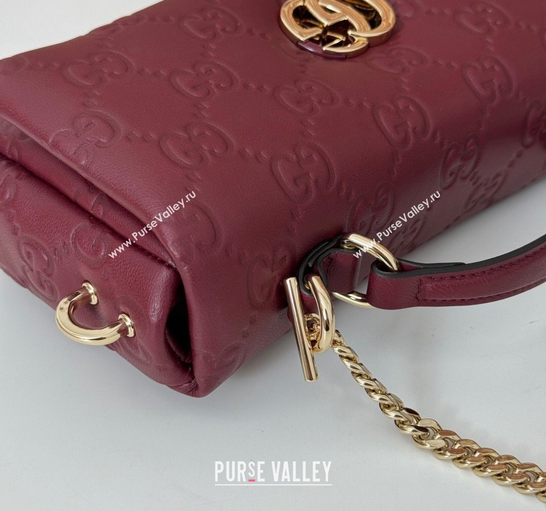 Gucci GG Puffy Leather Milano Mini Top Handle bag Dark Burgundy 2024 806017 (DLH-241102029)