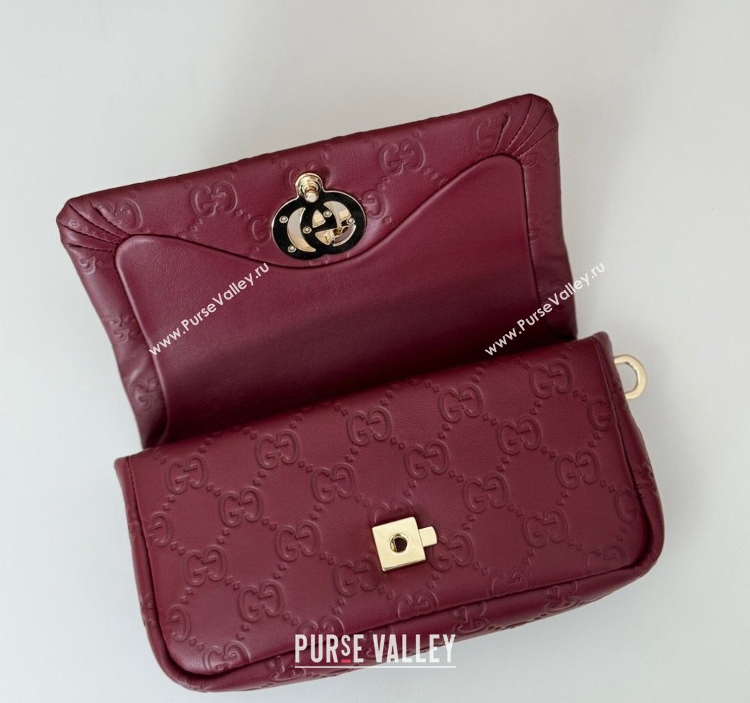 Gucci GG Puffy Leather Milano Mini Top Handle bag Dark Burgundy 2024 806017 (DLH-241102029)