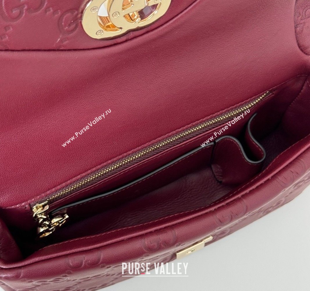 Gucci GG Puffy Leather Milano Mini Top Handle bag Dark Burgundy 2024 806017 (DLH-241102029)