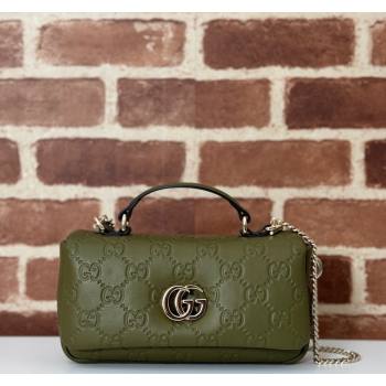 Gucci GG Puffy Leather Milano Mini Top Handle bag Green 2024 806017 (DLH-241102030)