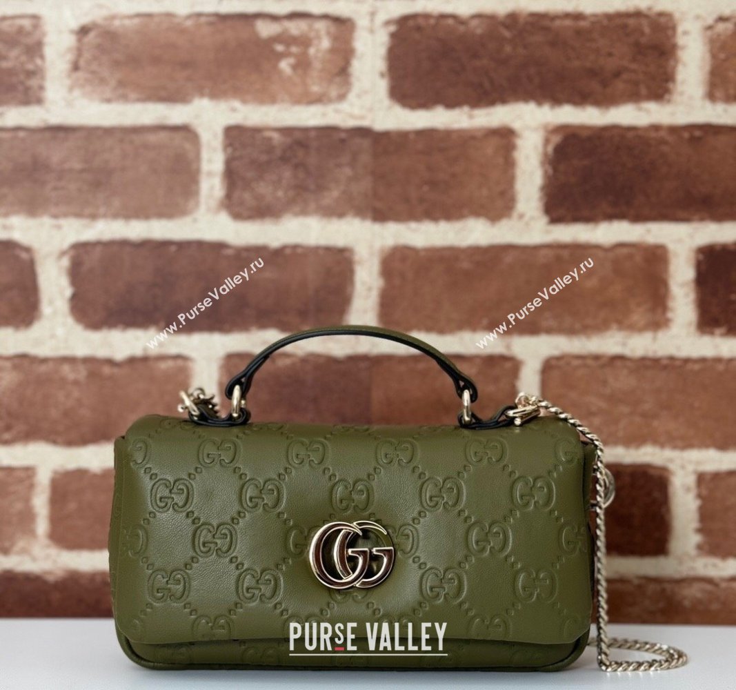 Gucci GG Puffy Leather Milano Mini Top Handle bag Green 2024 806017 (DLH-241102030)