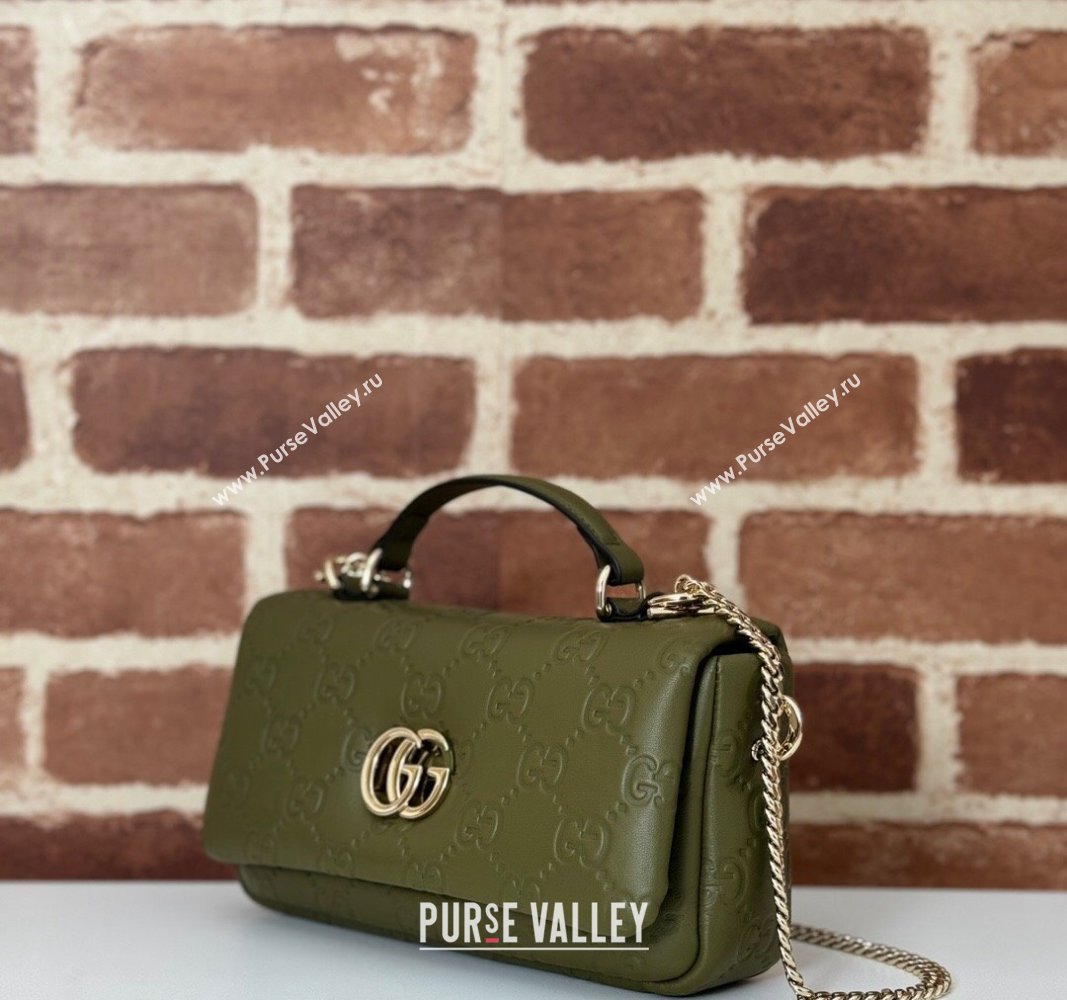 Gucci GG Puffy Leather Milano Mini Top Handle bag Green 2024 806017 (DLH-241102030)