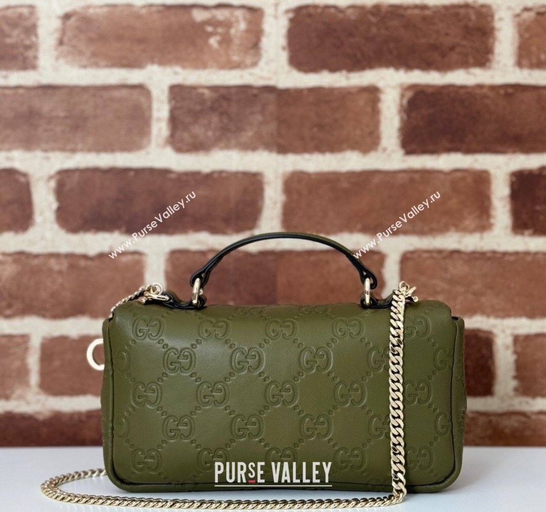 Gucci GG Puffy Leather Milano Mini Top Handle bag Green 2024 806017 (DLH-241102030)