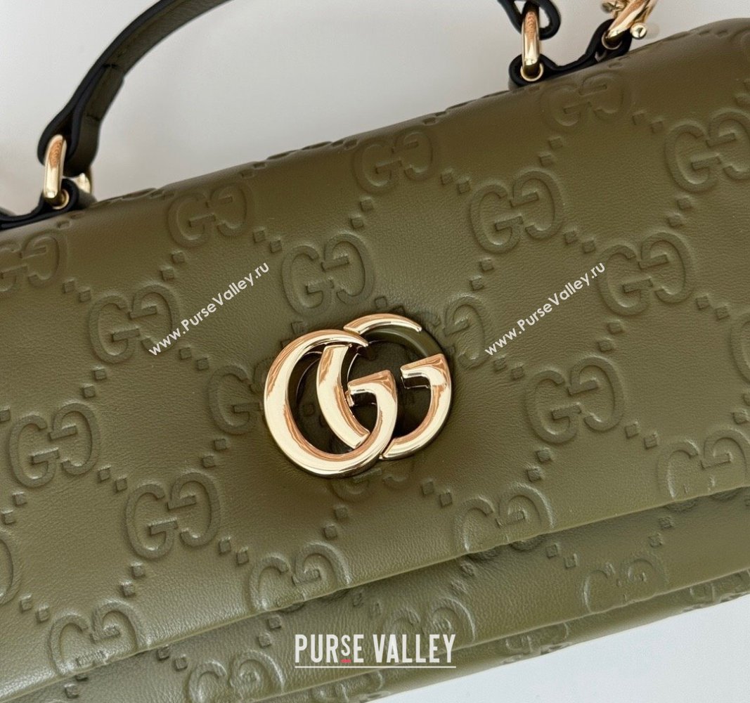 Gucci GG Puffy Leather Milano Mini Top Handle bag Green 2024 806017 (DLH-241102030)