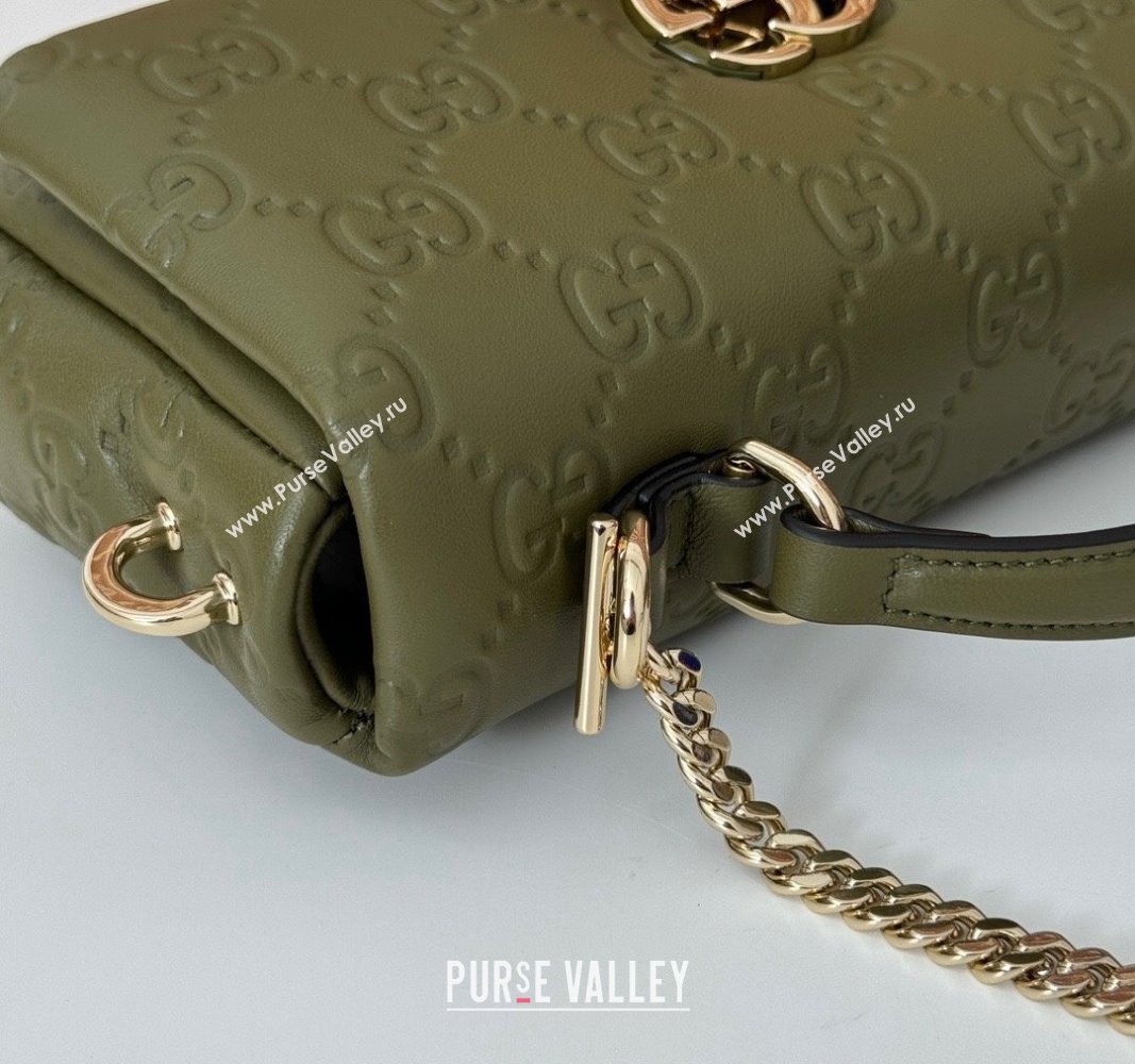 Gucci GG Puffy Leather Milano Mini Top Handle bag Green 2024 806017 (DLH-241102030)