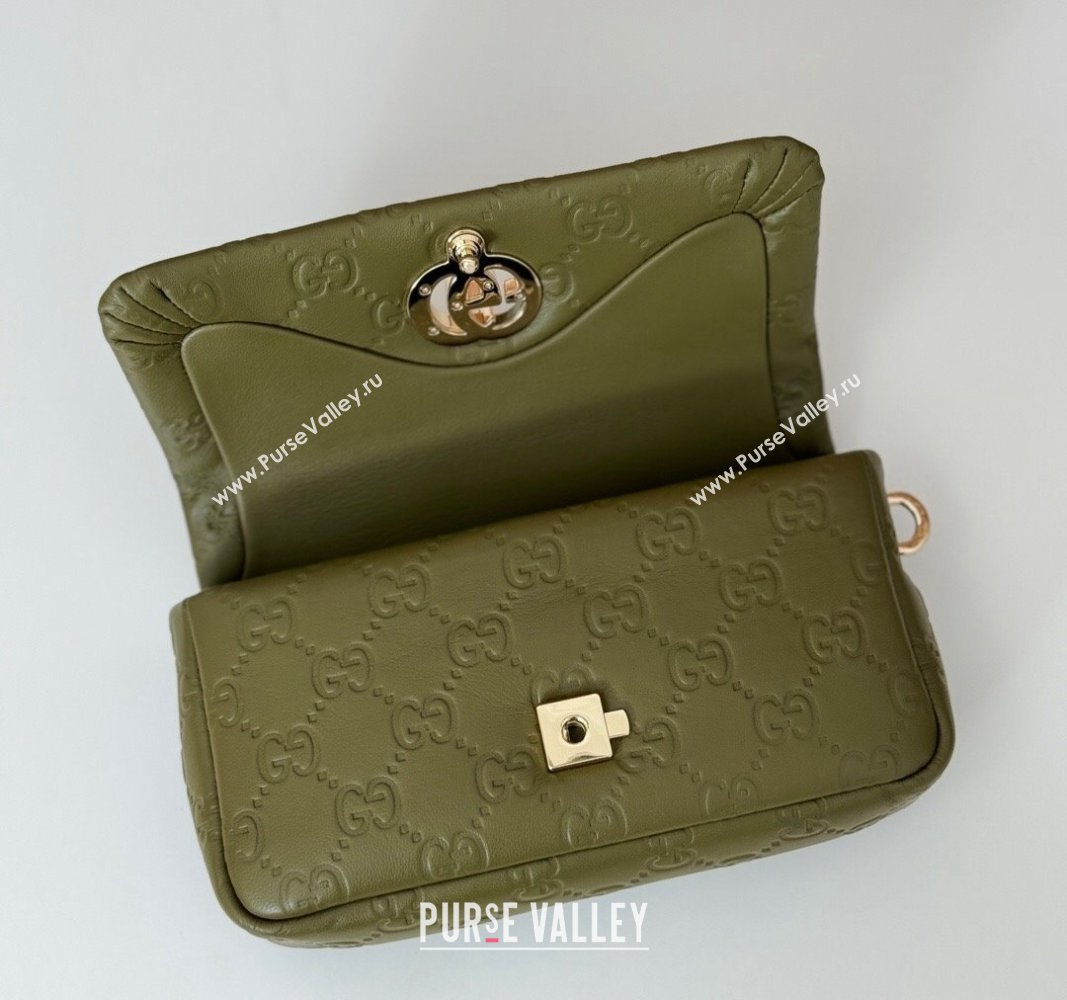 Gucci GG Puffy Leather Milano Mini Top Handle bag Green 2024 806017 (DLH-241102030)