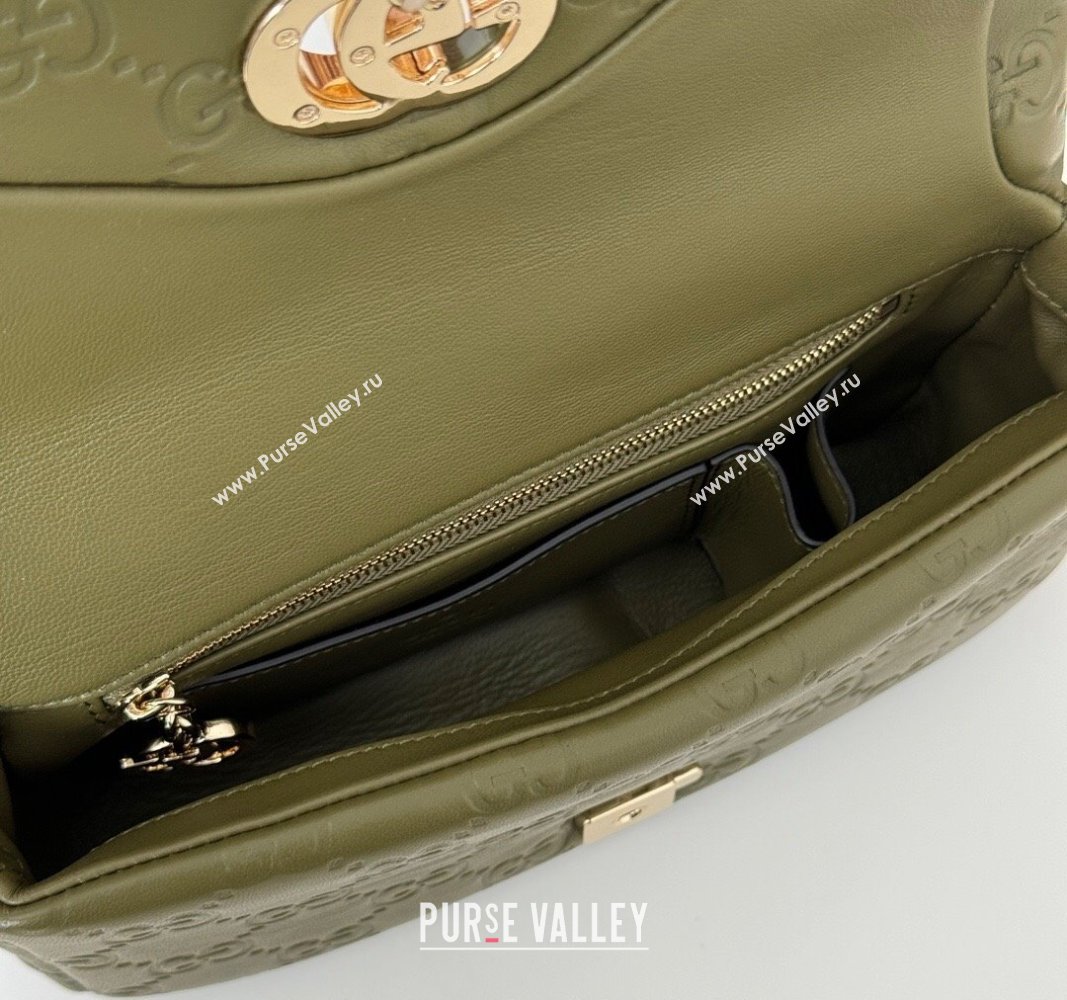 Gucci GG Puffy Leather Milano Mini Top Handle bag Green 2024 806017 (DLH-241102030)