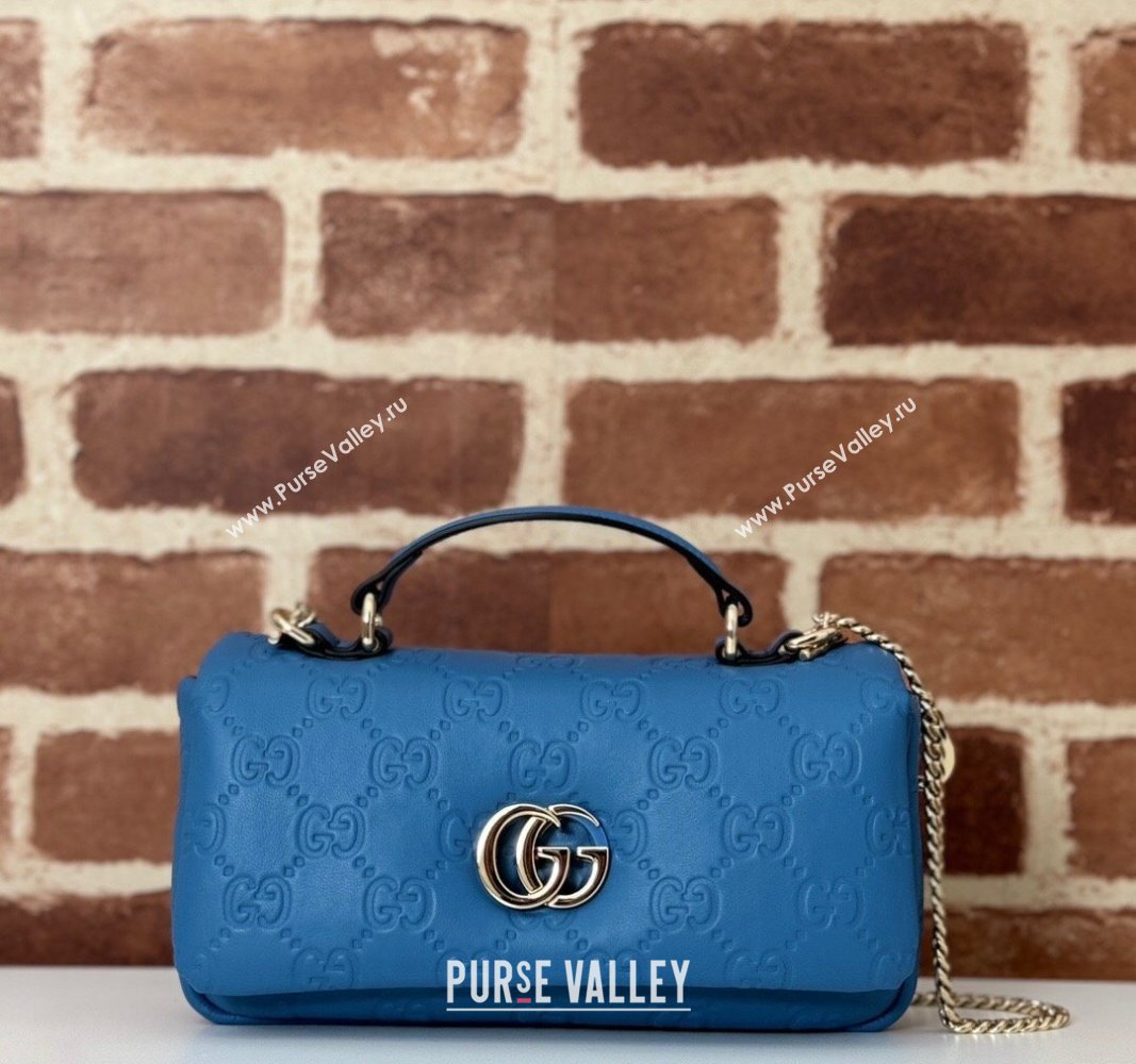 Gucci GG Puffy Leather Milano Mini Top Handle bag Light Blue 2024 806017 (DLH-241102031)