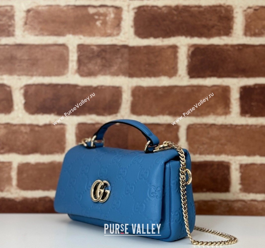 Gucci GG Puffy Leather Milano Mini Top Handle bag Light Blue 2024 806017 (DLH-241102031)