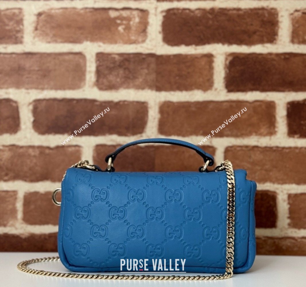 Gucci GG Puffy Leather Milano Mini Top Handle bag Light Blue 2024 806017 (DLH-241102031)