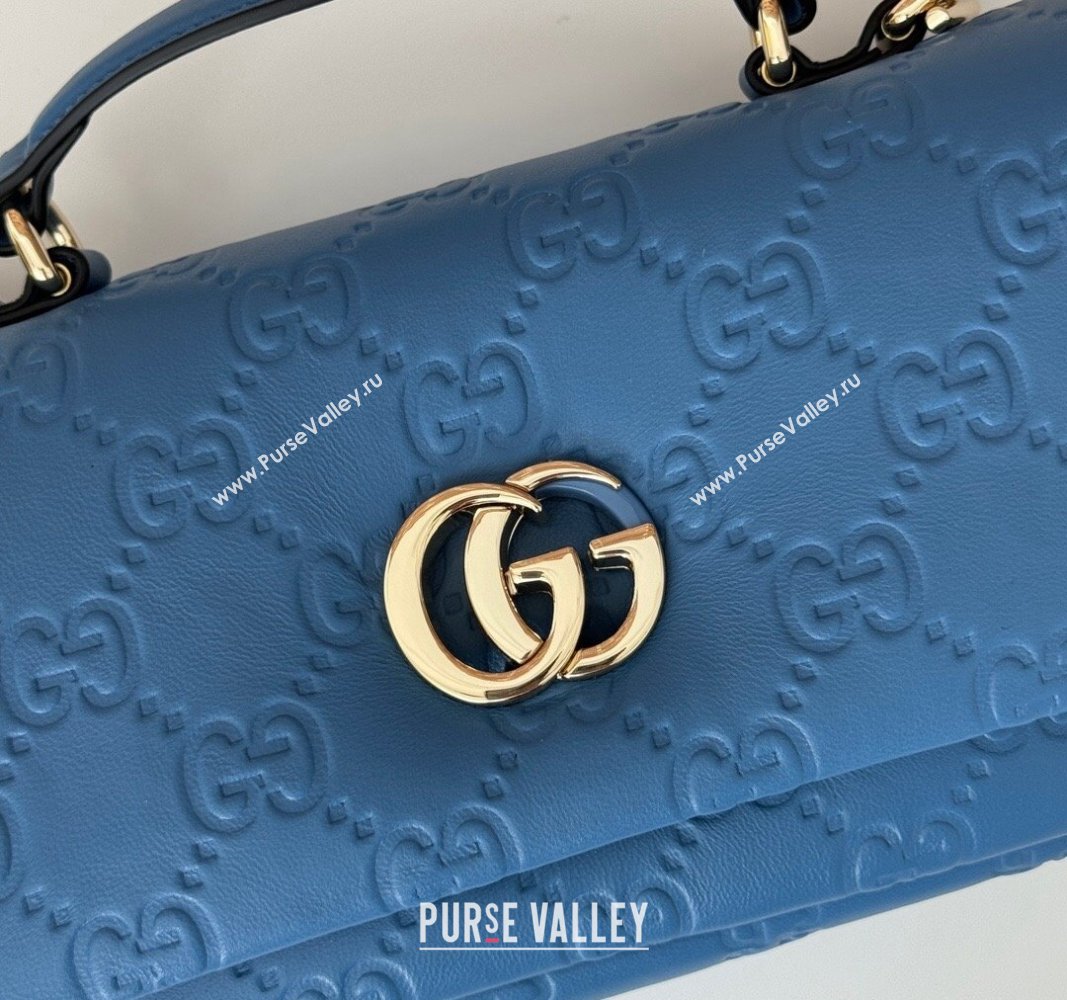 Gucci GG Puffy Leather Milano Mini Top Handle bag Light Blue 2024 806017 (DLH-241102031)