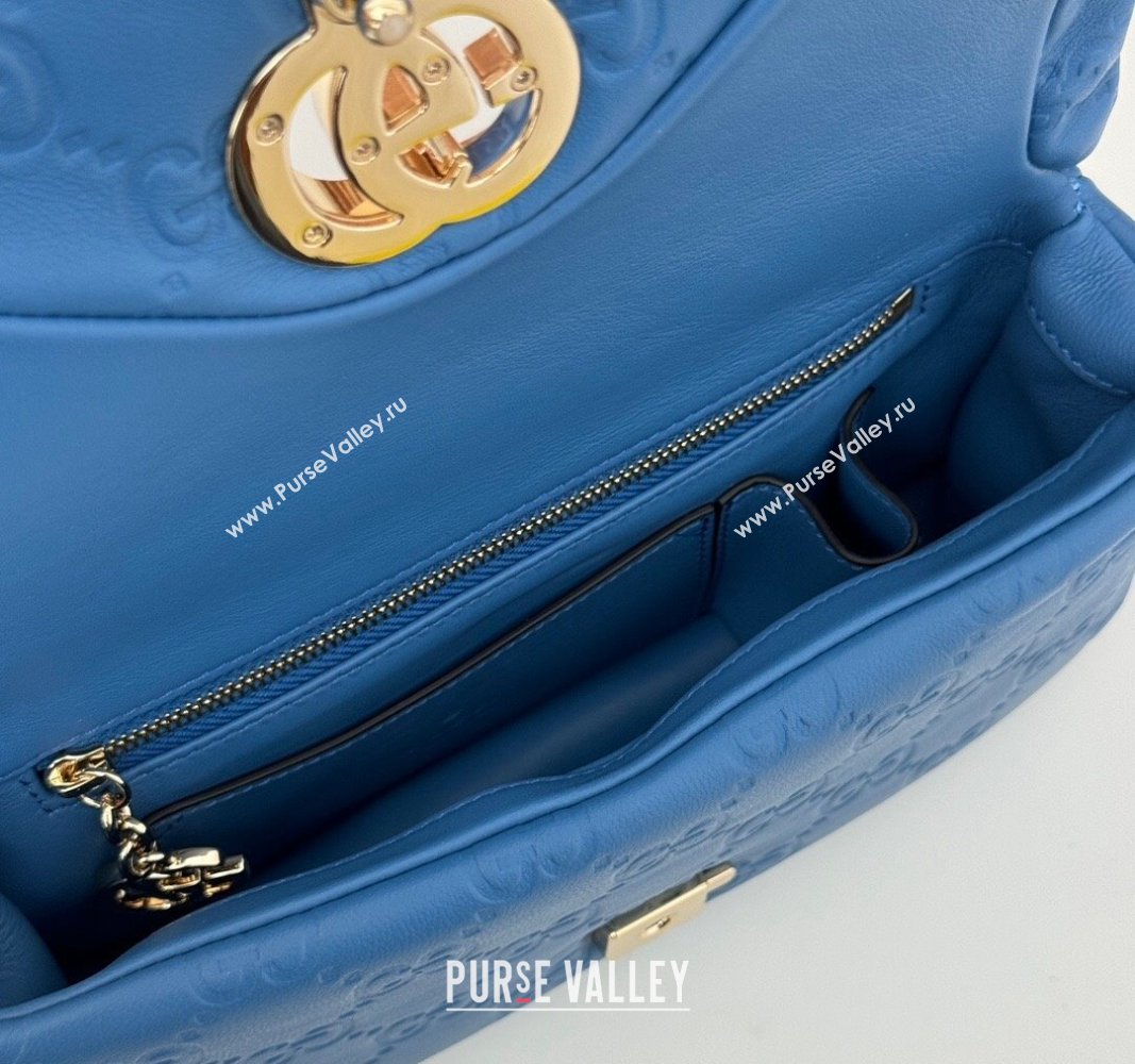 Gucci GG Puffy Leather Milano Mini Top Handle bag Light Blue 2024 806017 (DLH-241102031)