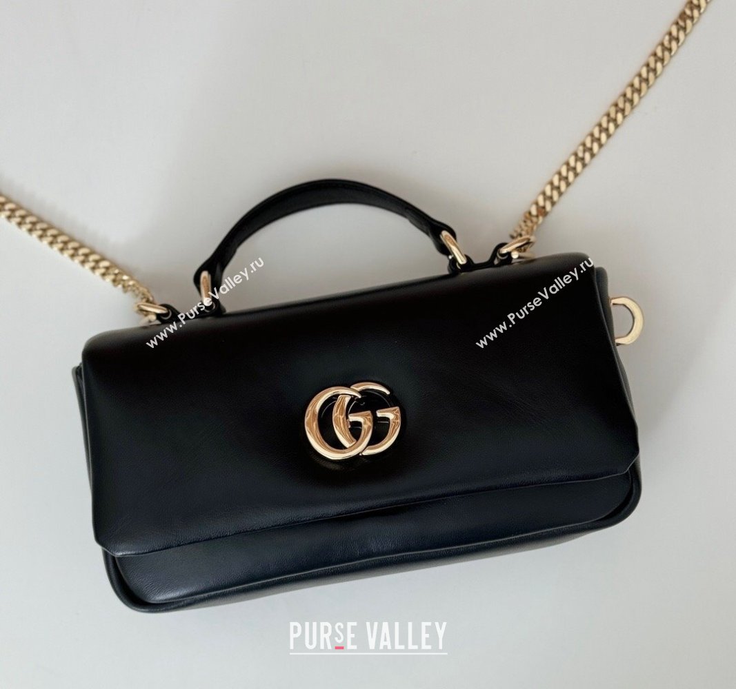 Gucci Puffy Calf Leather Milano Mini Top Handle bag Black 2024 806017 (DLH-241102034)