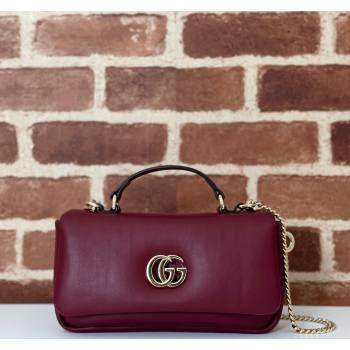 Gucci Puffy Calf Leather Milano Mini Top Handle bag Dark Burgundy 2024 806017 (DLH-241102035)