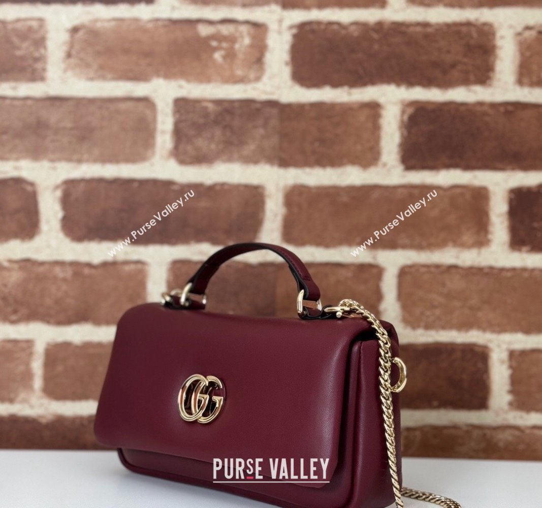 Gucci Puffy Calf Leather Milano Mini Top Handle bag Dark Burgundy 2024 806017 (DLH-241102035)