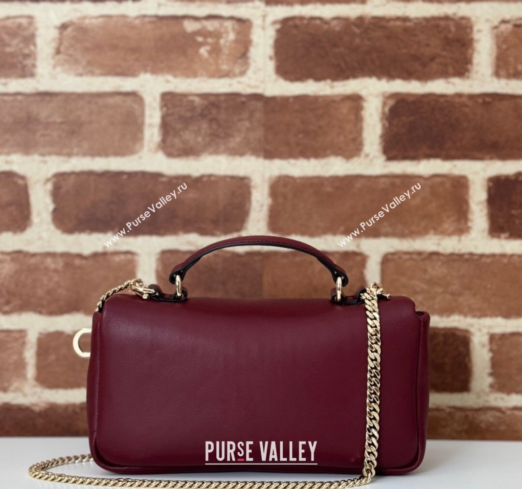 Gucci Puffy Calf Leather Milano Mini Top Handle bag Dark Burgundy 2024 806017 (DLH-241102035)