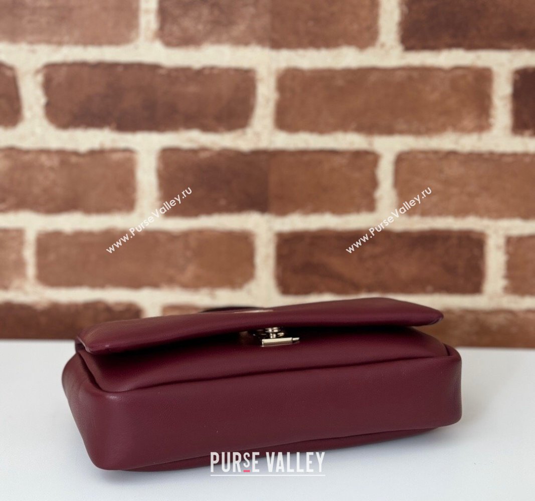 Gucci Puffy Calf Leather Milano Mini Top Handle bag Dark Burgundy 2024 806017 (DLH-241102035)