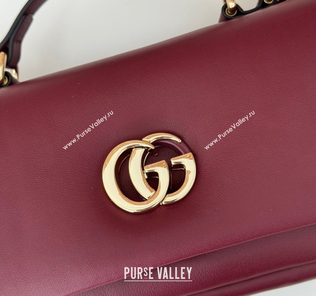 Gucci Puffy Calf Leather Milano Mini Top Handle bag Dark Burgundy 2024 806017 (DLH-241102035)