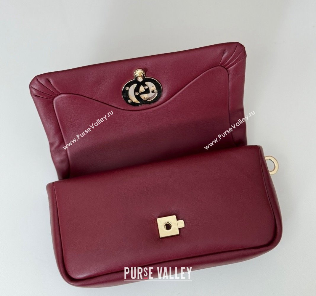 Gucci Puffy Calf Leather Milano Mini Top Handle bag Dark Burgundy 2024 806017 (DLH-241102035)