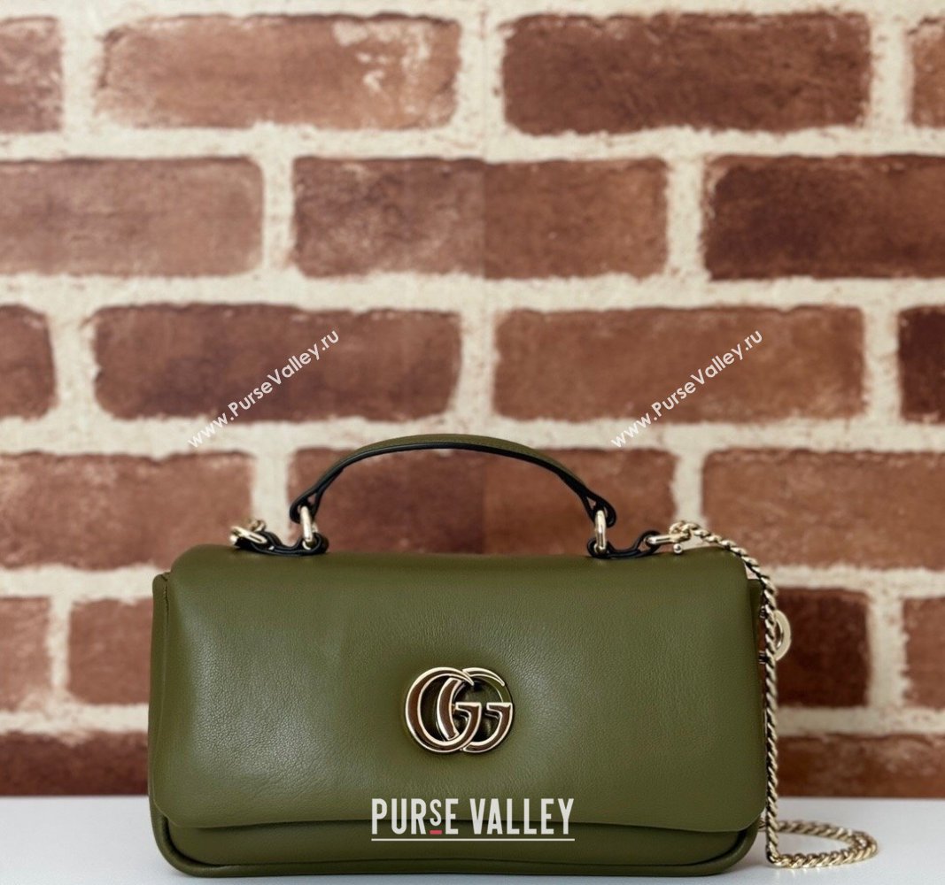 Gucci Puffy Calf Leather Milano Mini Top Handle bag Green 2024 806017 (DLH-241102036)