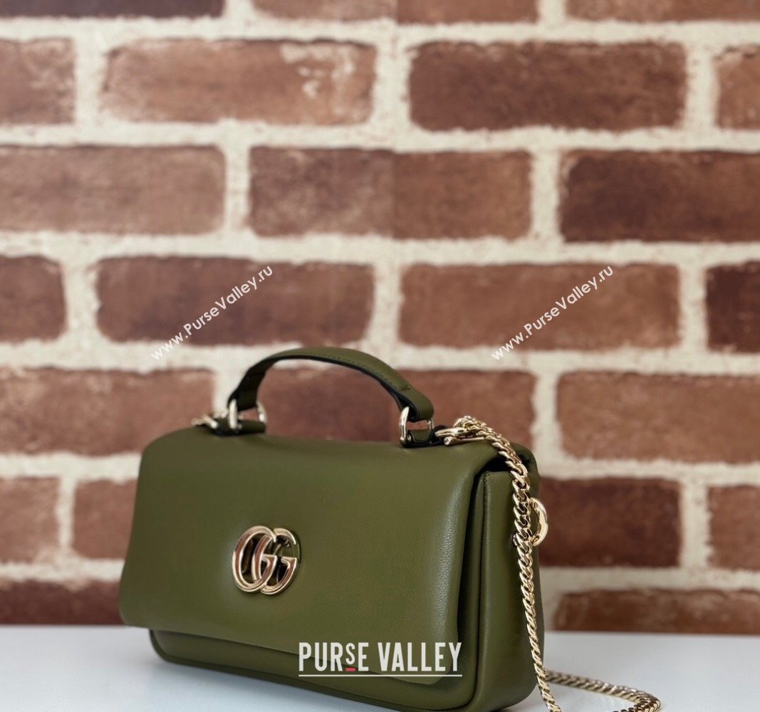 Gucci Puffy Calf Leather Milano Mini Top Handle bag Green 2024 806017 (DLH-241102036)