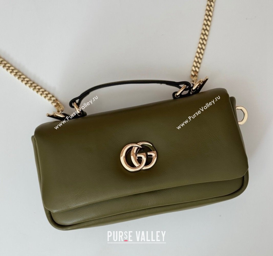 Gucci Puffy Calf Leather Milano Mini Top Handle bag Green 2024 806017 (DLH-241102036)