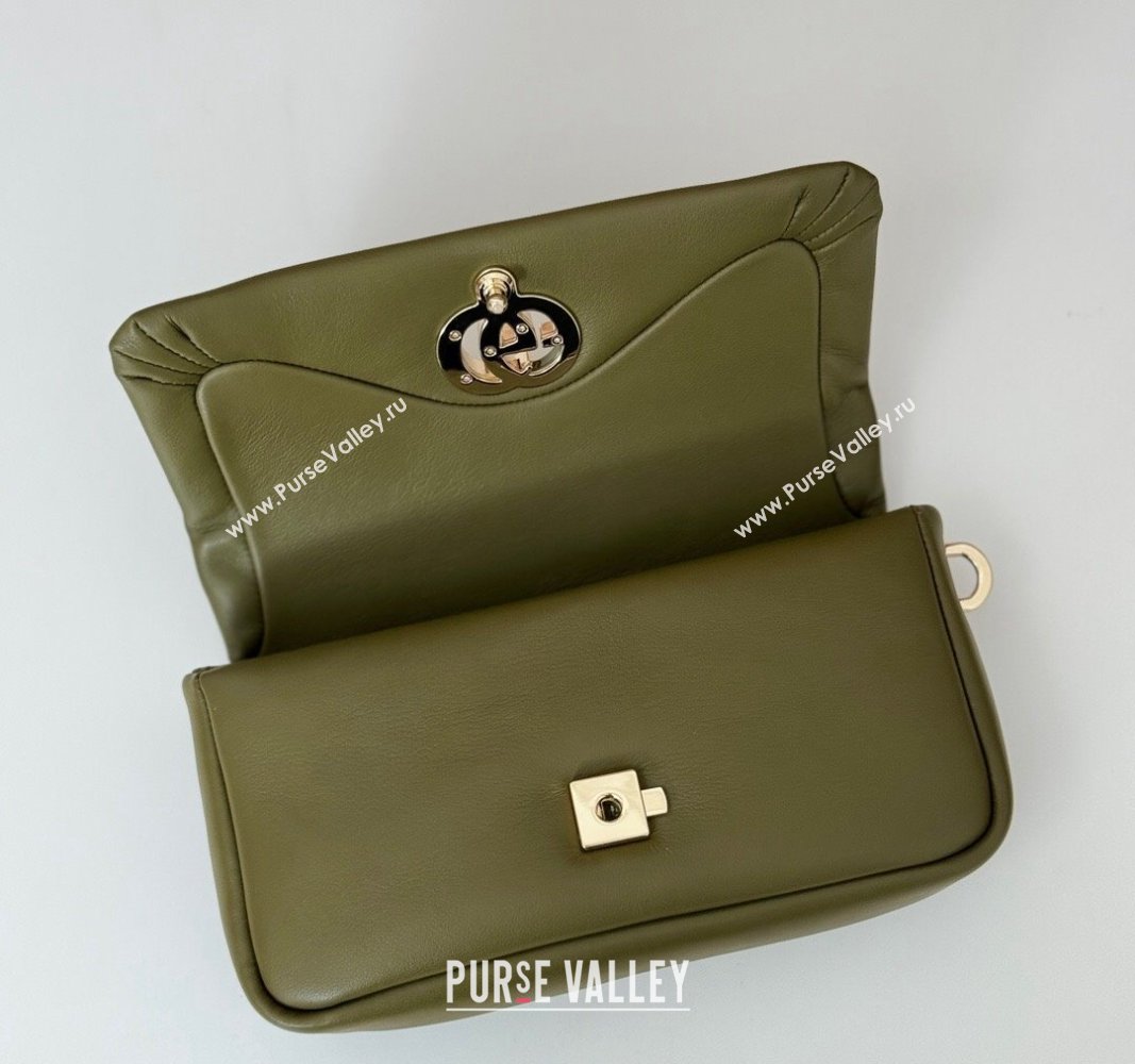 Gucci Puffy Calf Leather Milano Mini Top Handle bag Green 2024 806017 (DLH-241102036)