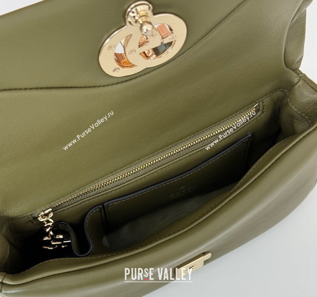 Gucci Puffy Calf Leather Milano Mini Top Handle bag Green 2024 806017 (DLH-241102036)