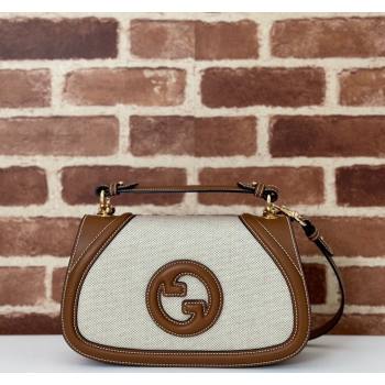 Gucci Blondie Top Handle bag in Linen Canvas and Leather 815714 Brown 2024 (DLH-241102049)