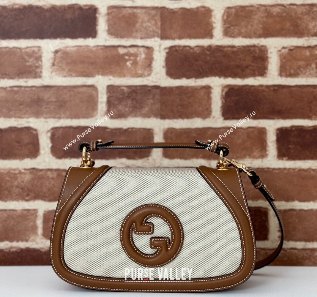 Gucci Blondie Top Handle bag in Linen Canvas and Leather 815714 Brown 2024 (DLH-241102049)