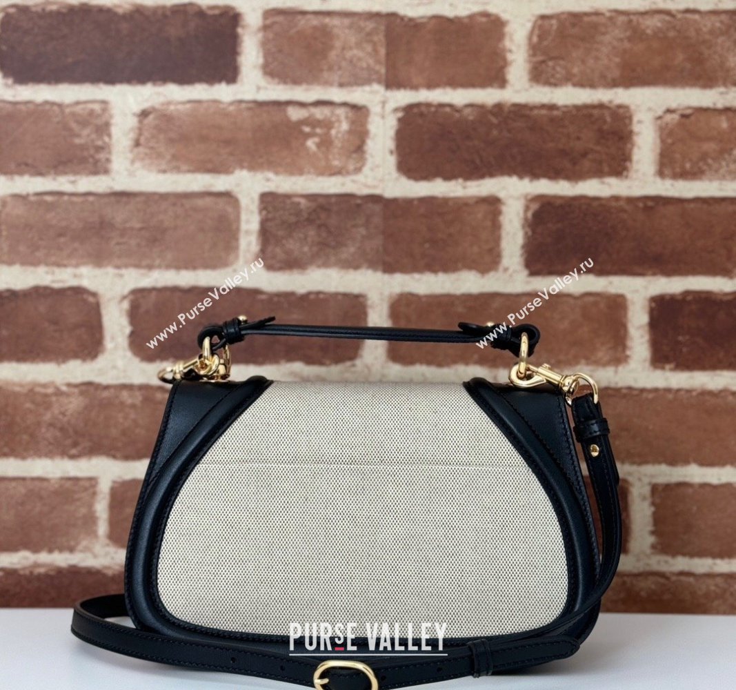 Gucci Blondie Top Handle bag in Linen Canvas and Leather 815714 Black 2024 (DLH-241102050)