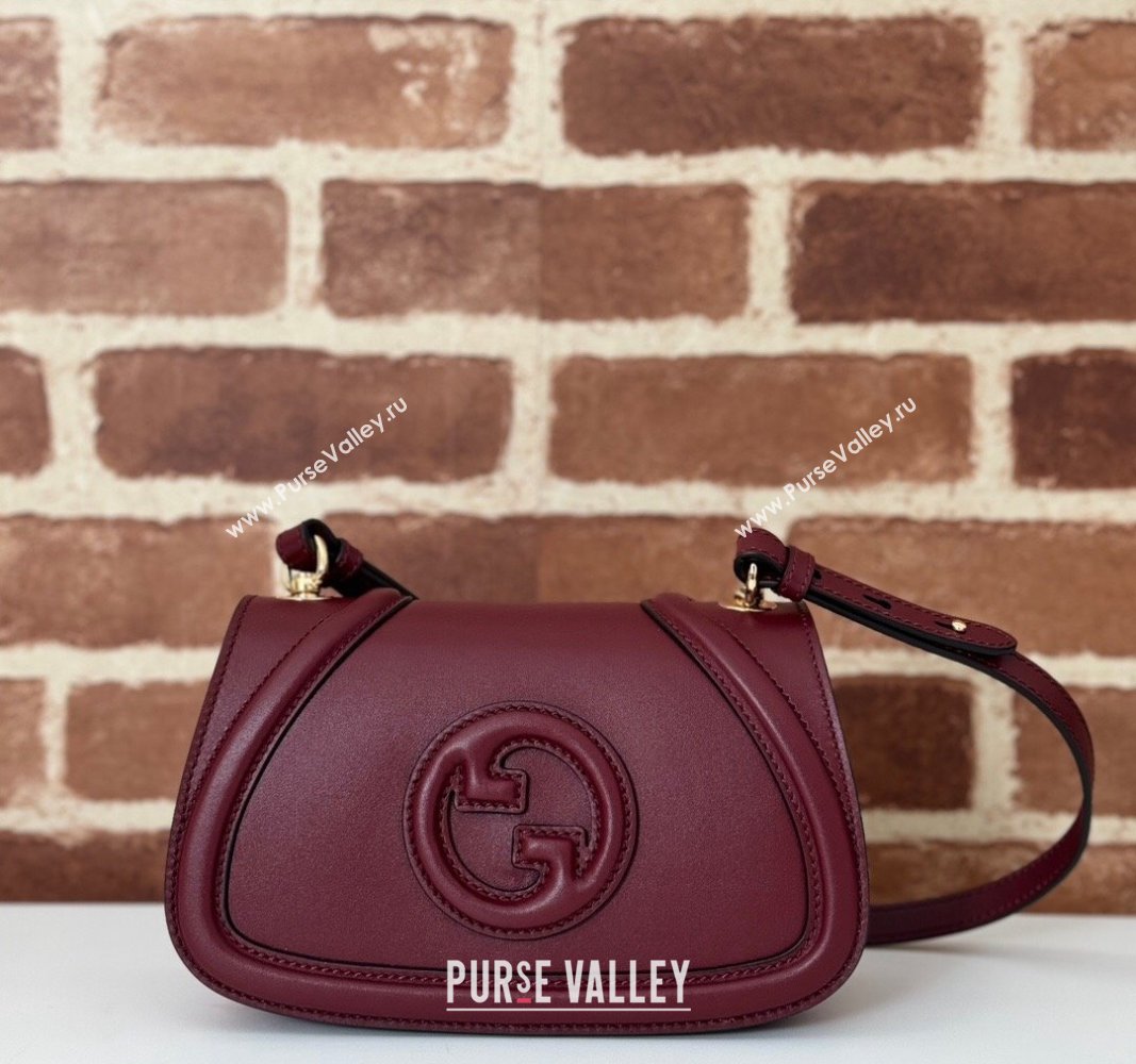 Gucci Blondie Mini Shoulder bag in Smooth Leather 815700 Dark Burgundy 2024 (DLH-241102053)