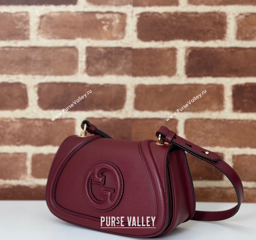 Gucci Blondie Mini Shoulder bag in Smooth Leather 815700 Dark Burgundy 2024 (DLH-241102053)