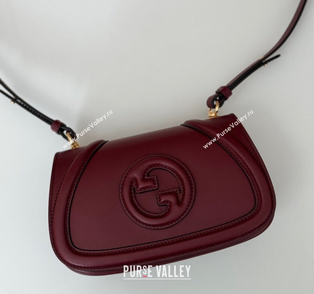 Gucci Blondie Mini Shoulder bag in Smooth Leather 815700 Dark Burgundy 2024 (DLH-241102053)