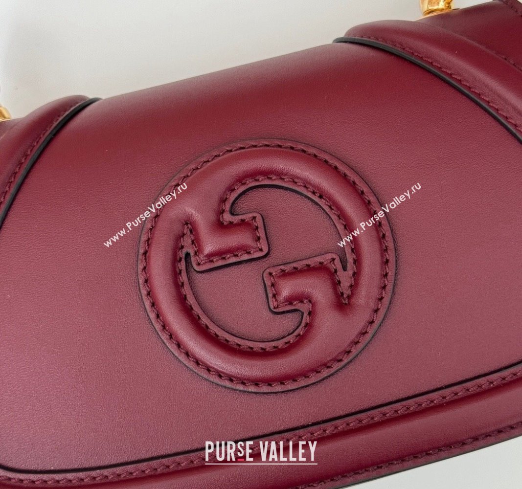 Gucci Blondie Mini Shoulder bag in Smooth Leather 815700 Dark Burgundy 2024 (DLH-241102053)