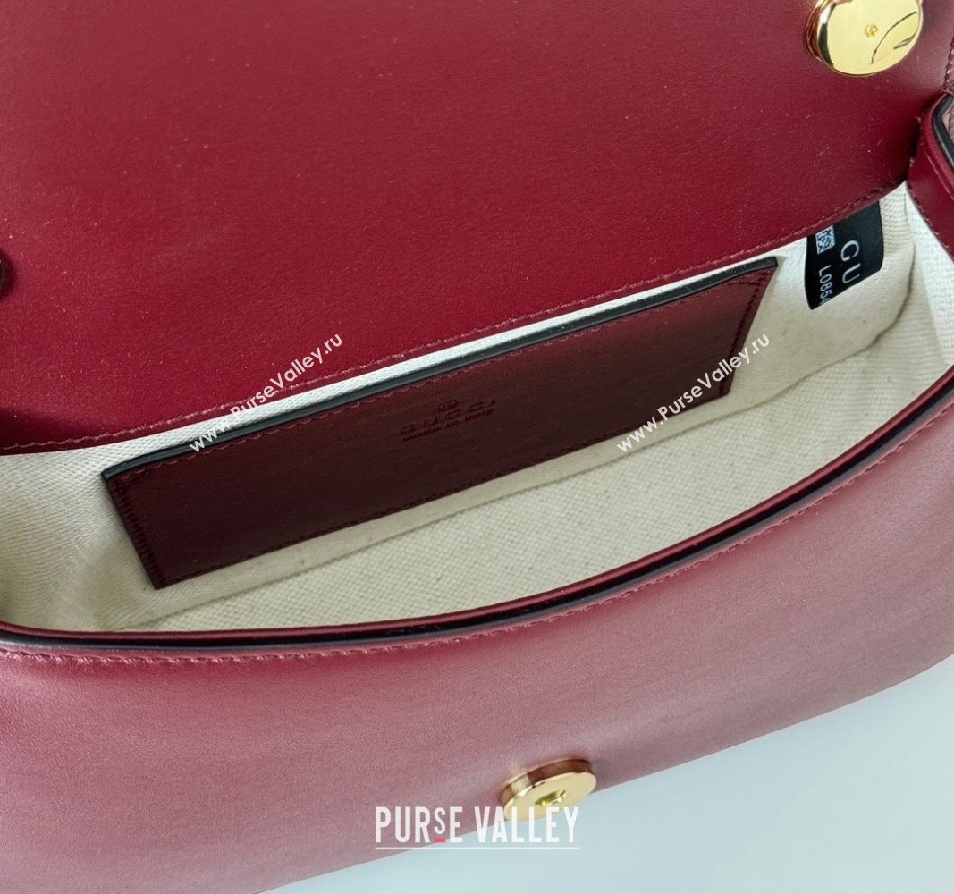 Gucci Blondie Mini Shoulder bag in Smooth Leather 815700 Dark Burgundy 2024 (DLH-241102053)