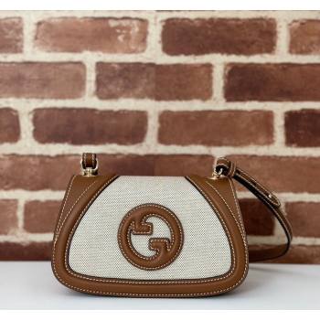 Gucci Blondie Mini Shoulder bag in Linen Canvas and Leather 815700 Brown 2024 (DLH-241102056)