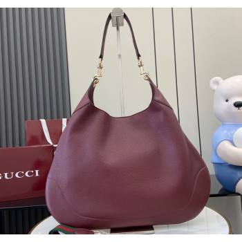 Gucci B Medium Shoulder bag in Soft Grainy Leather Dark Burgundy 2024 820169 (XLU-241102024)