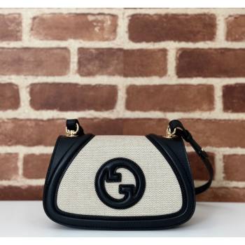 Gucci Blondie Mini Shoulder bag in Linen Canvas and Leather 815700 Black 2024 (DLH-241102057)